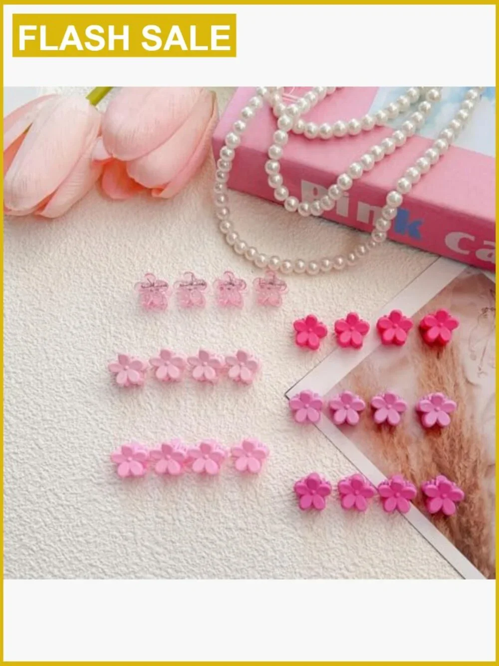 96pcs Mini Flower Claw Hair Clips in Organizer Box